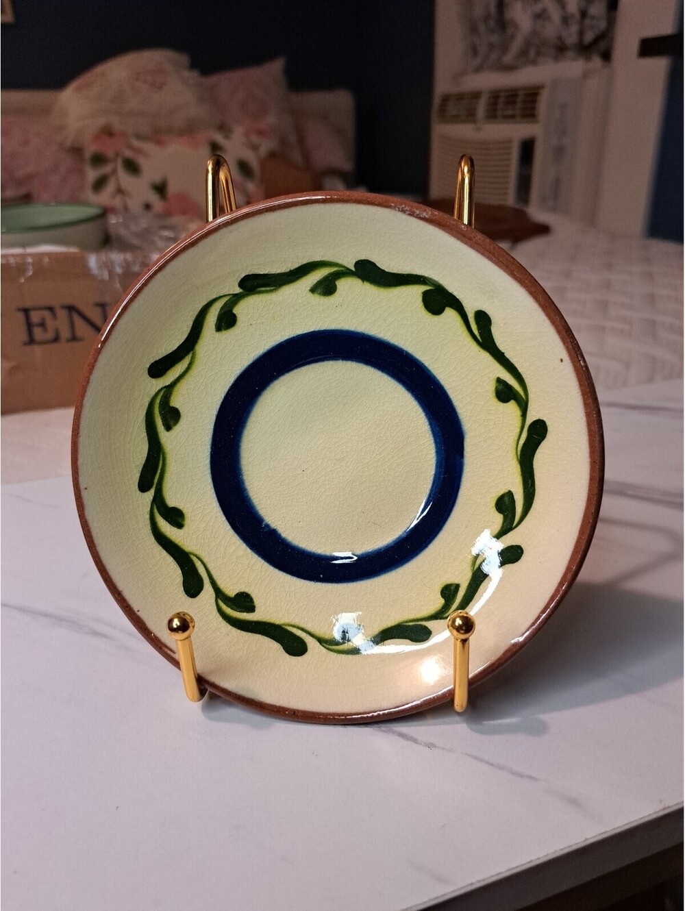 Vintage English Earthenware Saucer Torquay Motto Ware Style Pottery 5.5"